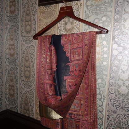 LIQUID GOLD: BANARAS GHAT SHAWL (NAVY BLUE)