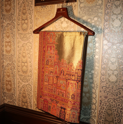 LIQUID GOLD: BANARAS GHAT SHAWL (NAVY BLUE)