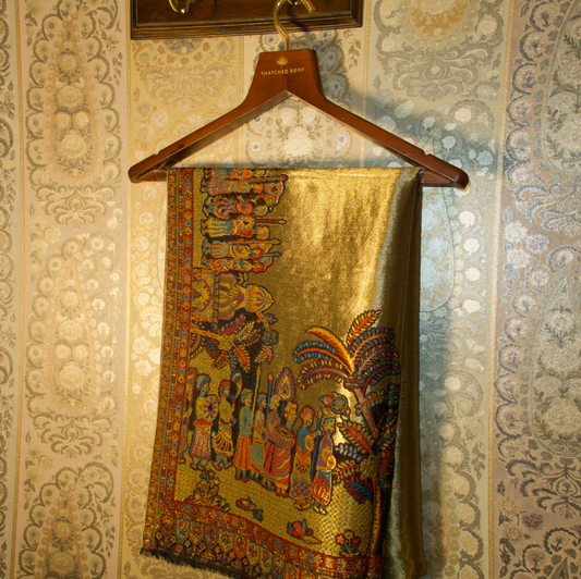 LIQUID GOLD: SHEESH MAHAL SHAWL (BLACK)