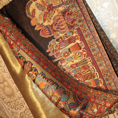 LIQUID GOLD: SHEESH MAHAL SHAWL (BLACK)