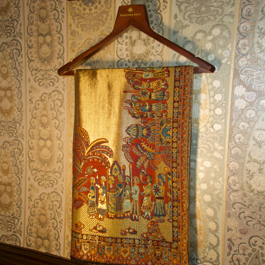 LIQUID GOLD: SHEESH MAHAL SHAWL (ROYAL RED)