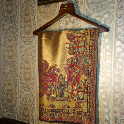 LIQUID GOLD: SHEESH MAHAL SHAWL (RANI PINK)