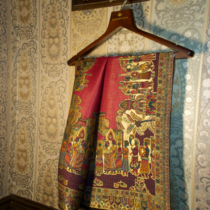 LIQUID GOLD: SHEESH MAHAL SHAWL (RANI PINK)