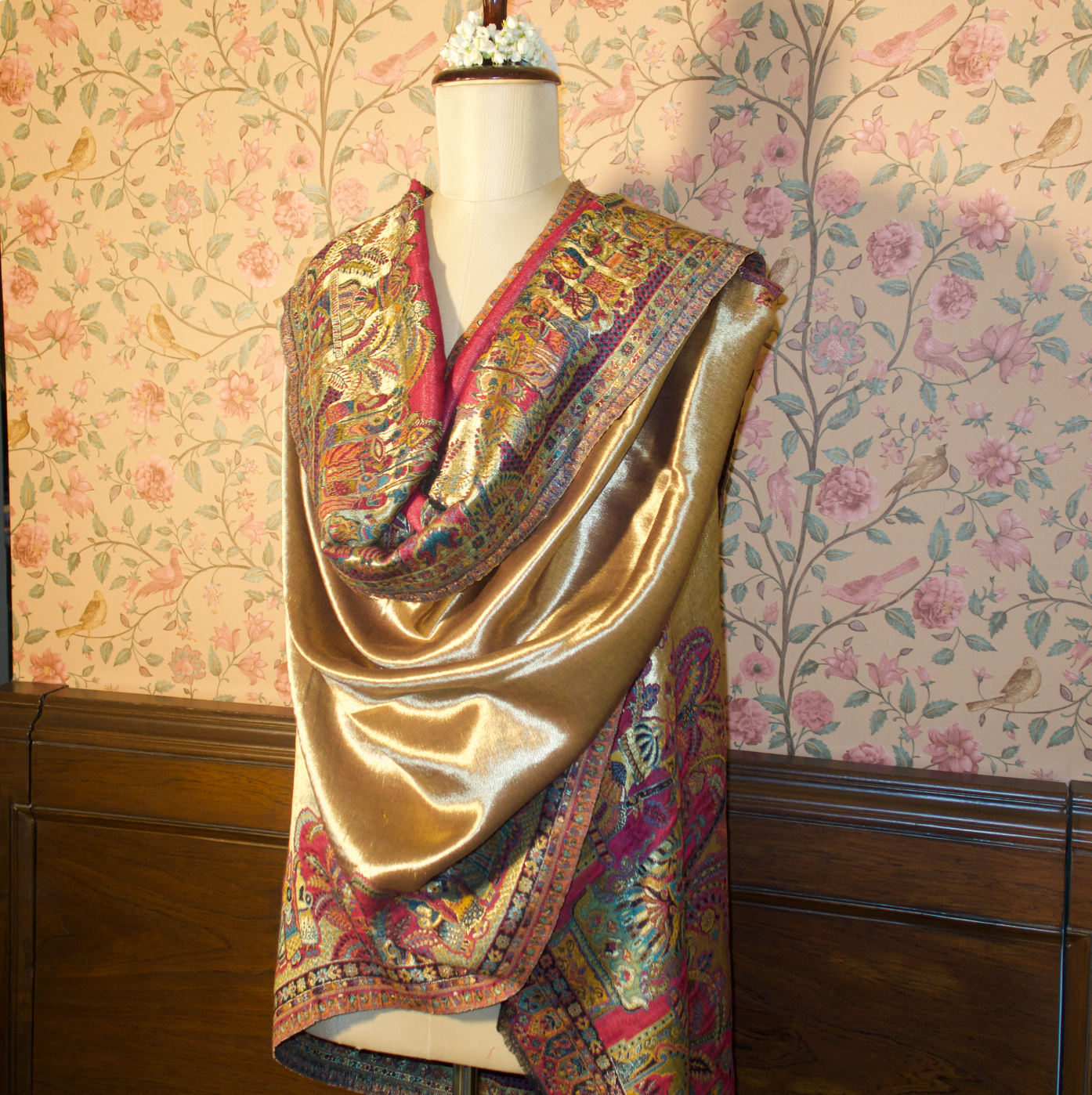 LIQUID GOLD: SHEESH MAHAL SHAWL (RANI PINK)