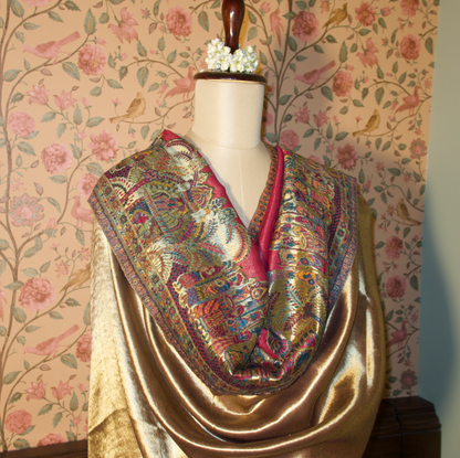 LIQUID GOLD: SHEESH MAHAL SHAWL (RANI PINK)