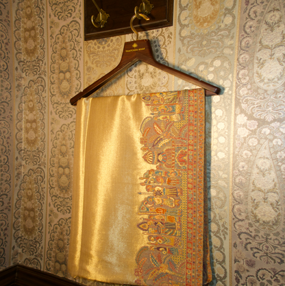 LIQUID GOLD: SHEESH MAHAL SHAWL (CREAM BEIGE)