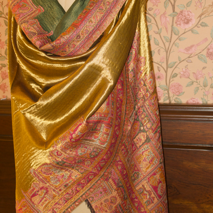 LIQUID GOLD: BANARAS GHAT SHAWL (GREEN)