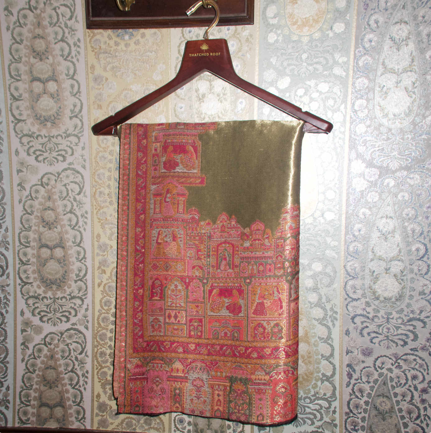 LIQUID GOLD: BANARAS GHAT SHAWL (GREEN)