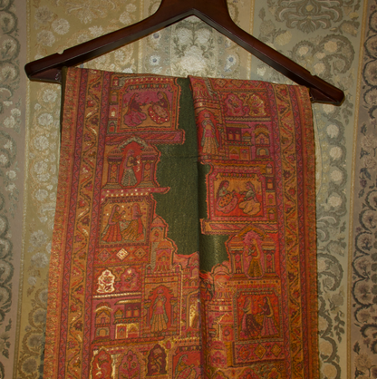 LIQUID GOLD: BANARAS GHAT SHAWL (GREEN)