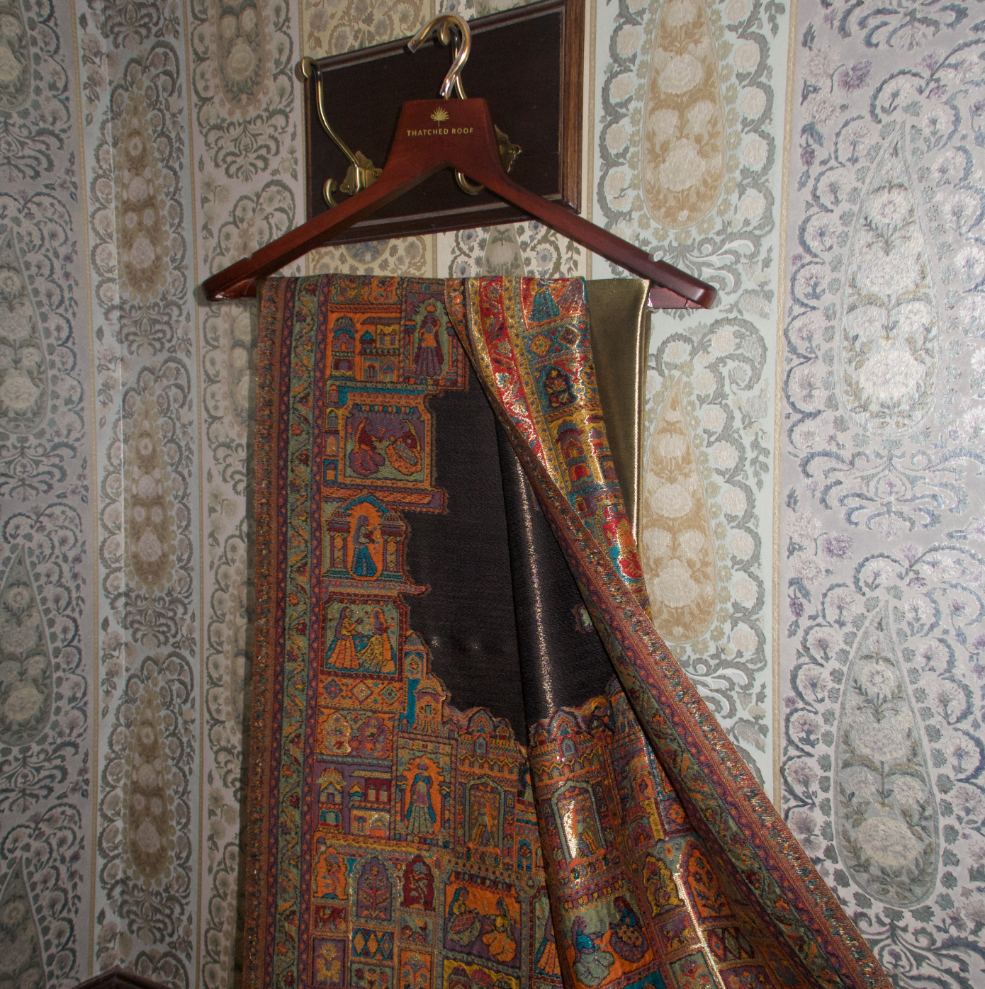 LIQUID GOLD: BANARAS GHAT SHAWL (BLACK)