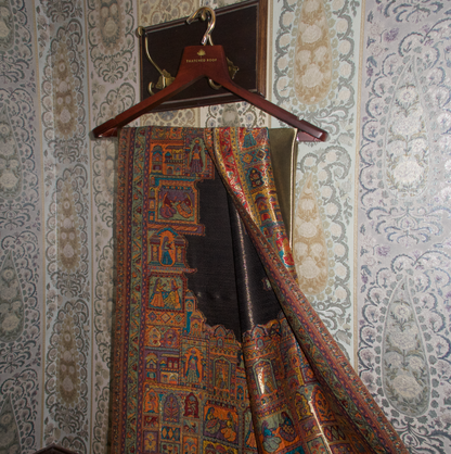 LIQUID GOLD: BANARAS GHAT SHAWL (BLACK)