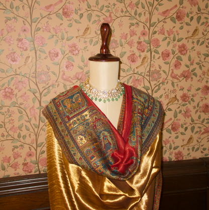 LIQUID GOLD: BANARAS GHAT SHAWL (ROYAL RED)