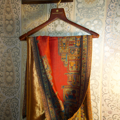 LIQUID GOLD: BANARAS GHAT SHAWL (ROYAL RED)