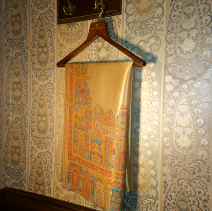 LIQUID GOLD: BANARAS GHAT SHAWL (CREAM BEIGE)