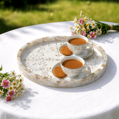 MOTHER OF PEARL INLAY TRAY (16")