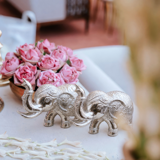 SILVER ELEPHANTS (SET OF 2)