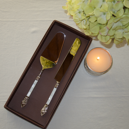MOTHER OF PEARL CAKE-KNIFE SERVER
