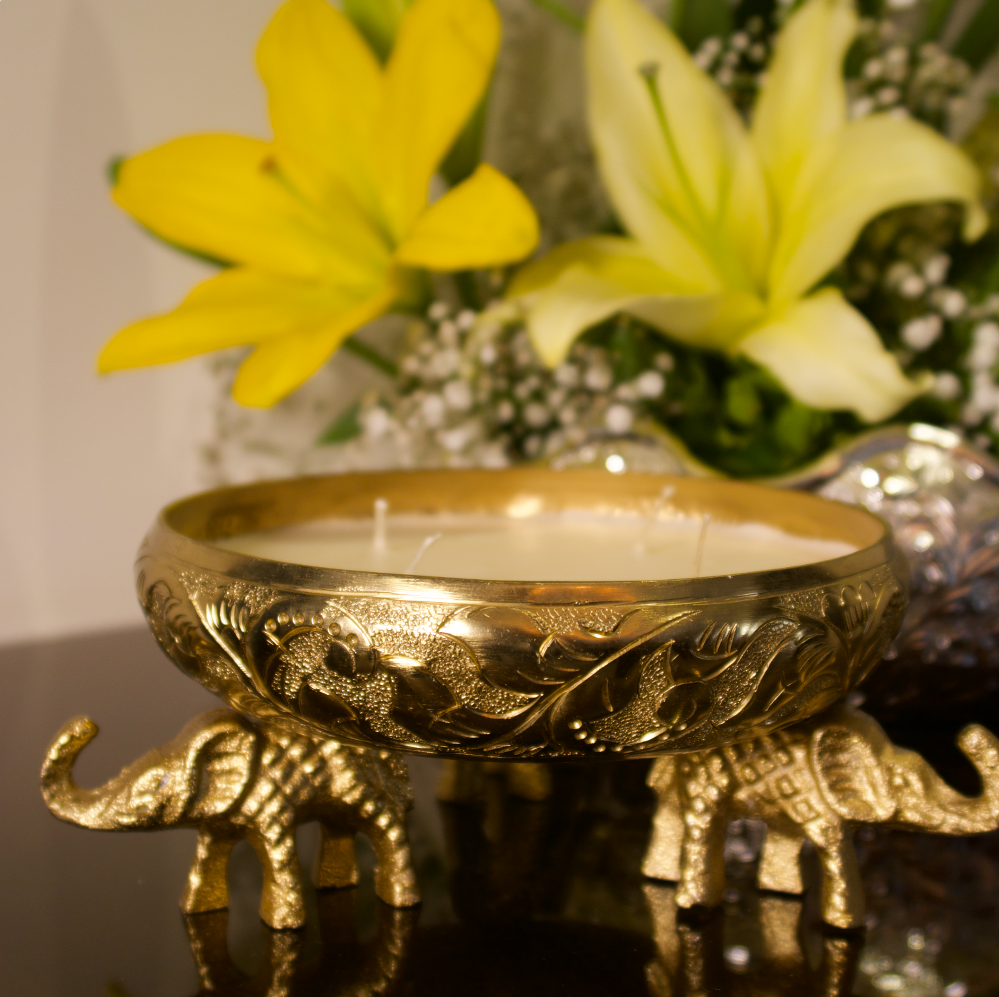 ELEPHANT CANDLE URLI (GOLD)