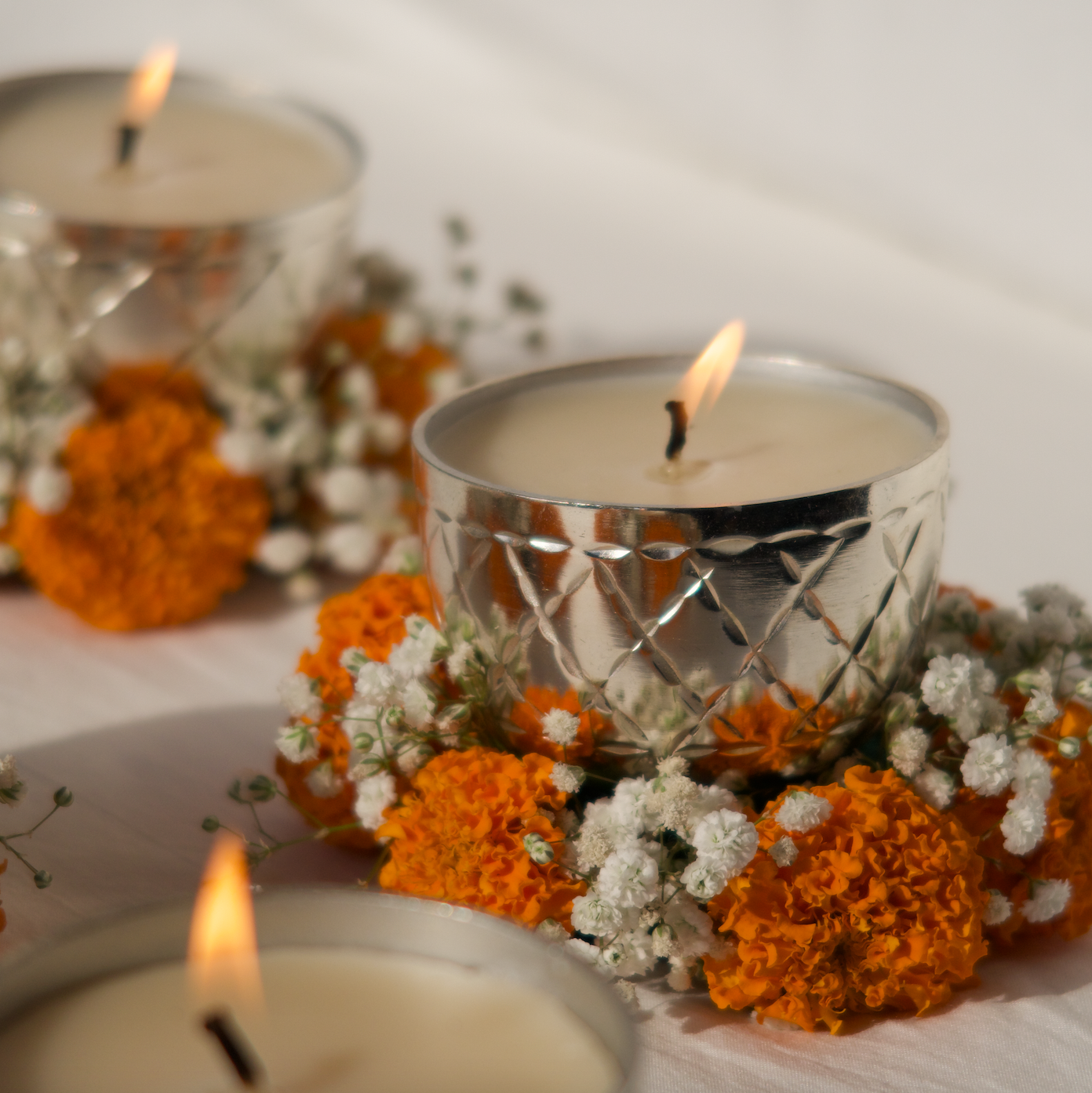 SILVER DIYA (SET OF 4)