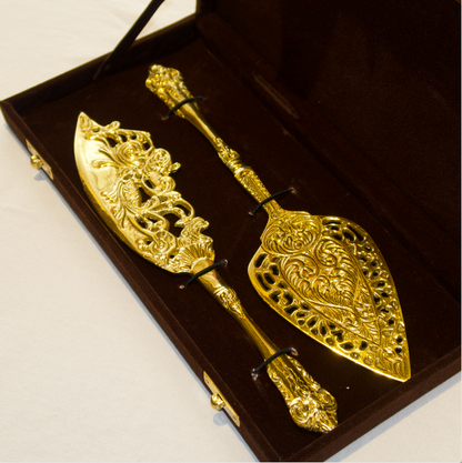 FILIGREE CAKE KNIFE SERVER (GOLD)