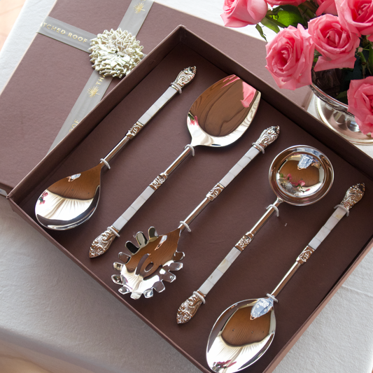 MOTHER OF PEARL SERVING SPOONS (SET OF 5)