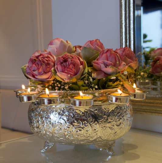 LIMITED EDITION: INAAYAT URLI WITH TEALIGHT HOLDERS (SILVER-PLATED)