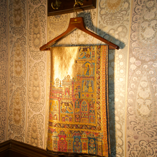LIQUID GOLD: BANARAS GHAT SHAWL (RANI PINK)