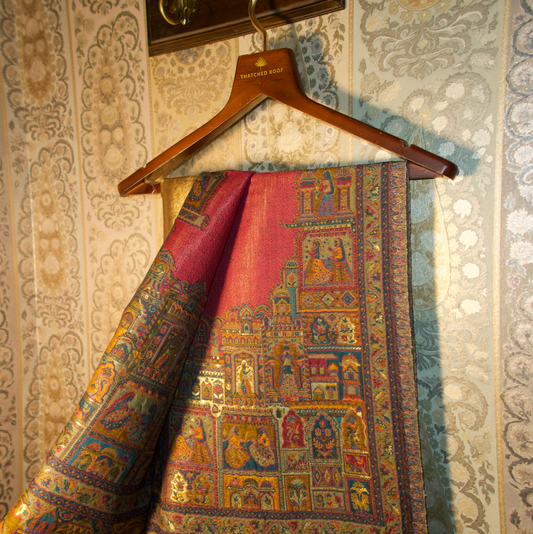 LIQUID GOLD: BANARAS GHAT SHAWL (RANI PINK)