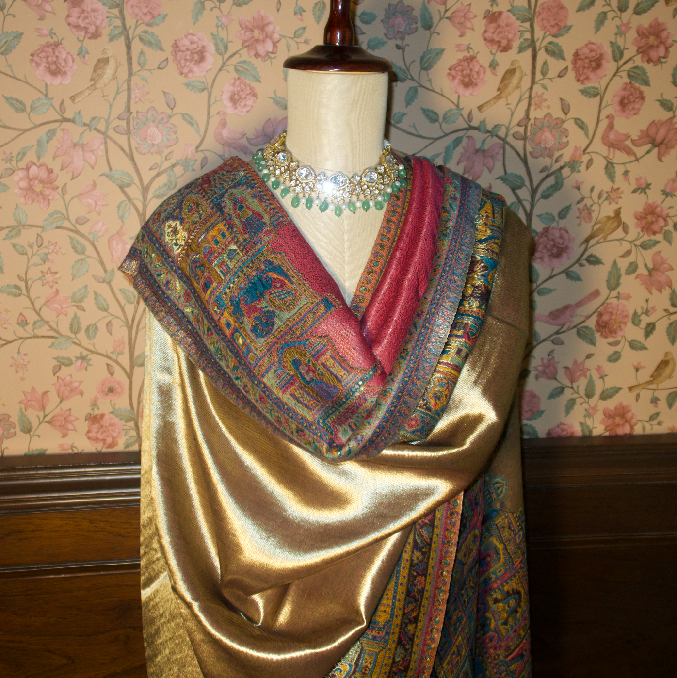 LIQUID GOLD: BANARAS GHAT SHAWL (RANI PINK)