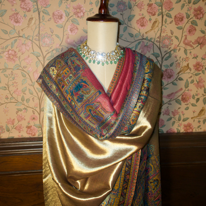 LIQUID GOLD: BANARAS GHAT SHAWL (RANI PINK)
