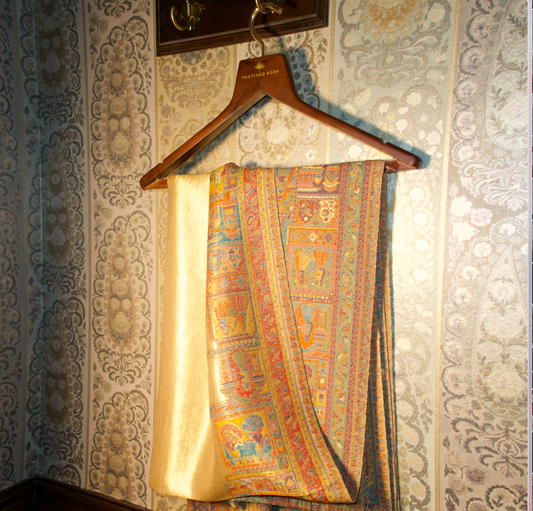 LIQUID GOLD: BANARAS GHAT SHAWL (CREAM BEIGE)