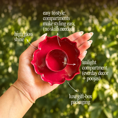 MAROON LOTUS DIYA  (SET OF 6)