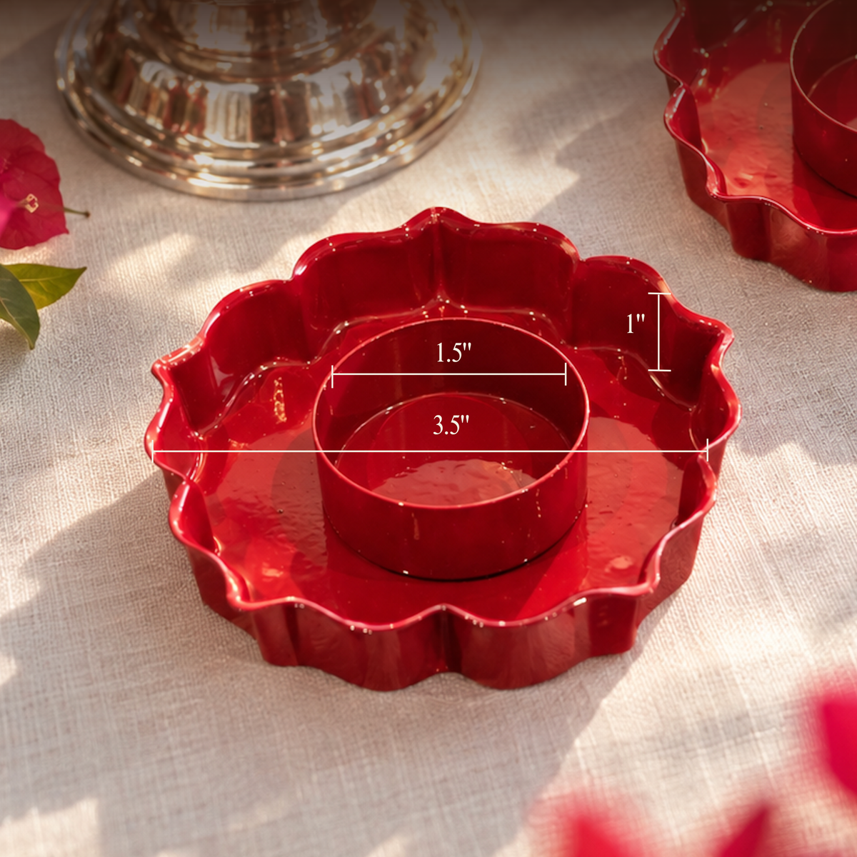 MAROON LOTUS DIYA  (SET OF 6)