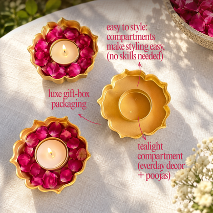 GOLD LOTUS DIYA (SET OF 6)