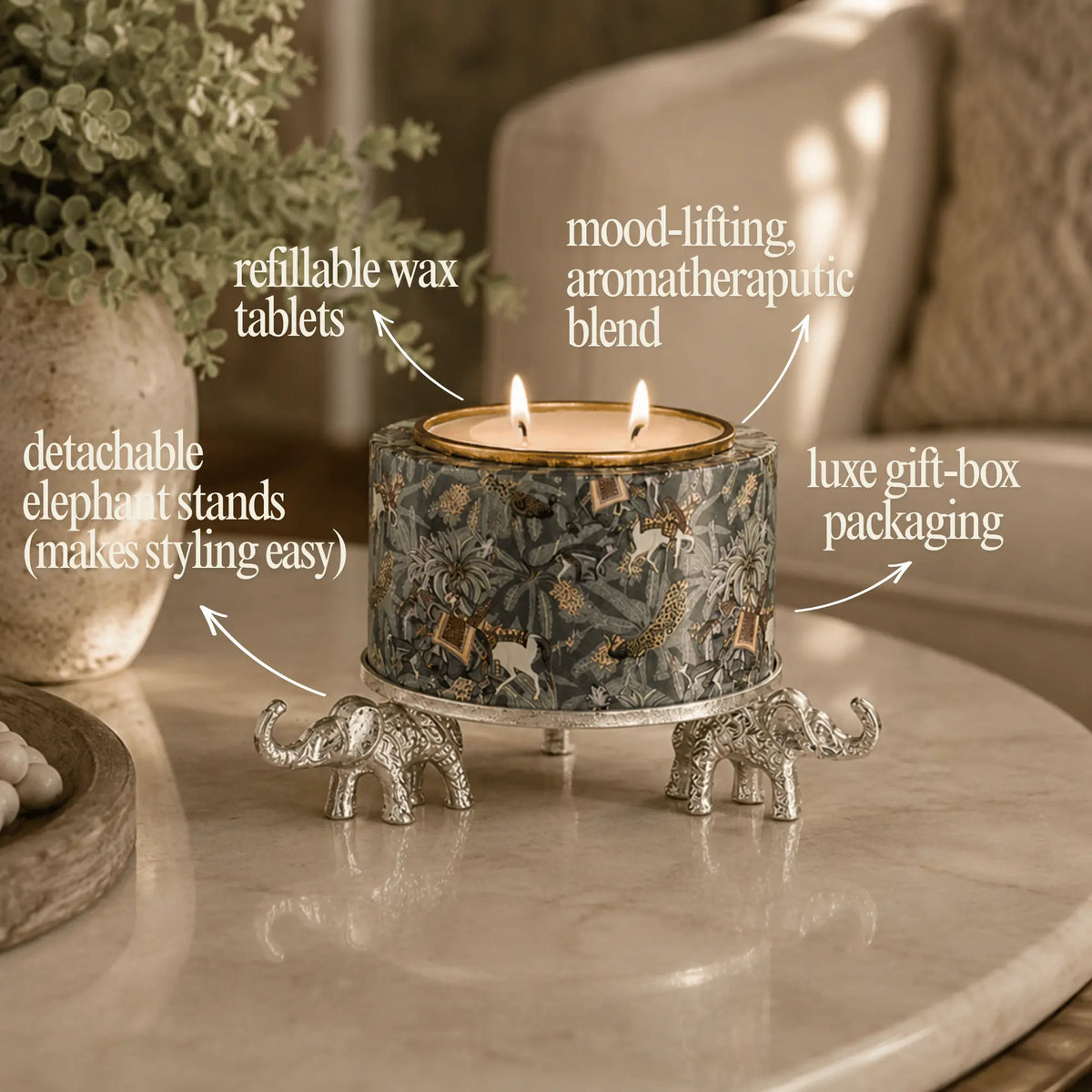 BAGEECHA CANDLE WITH ELEPHANT STAND (PREORDER: SHIPS 17th SEPT)