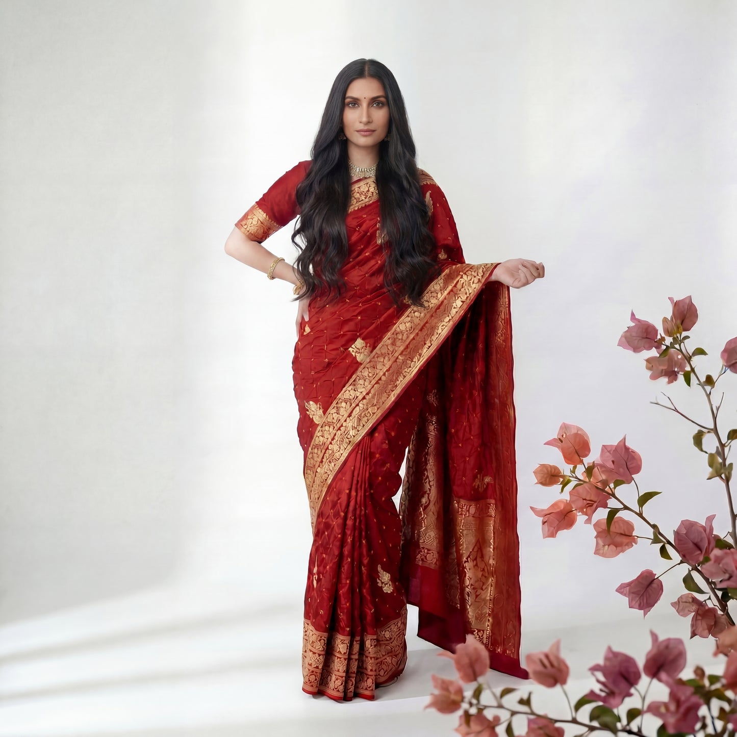 BANDHANI-BANARASI ROYAL RED SAREE
