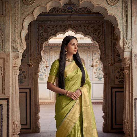 RAW MANGO LINEN-TISSUE SAREE