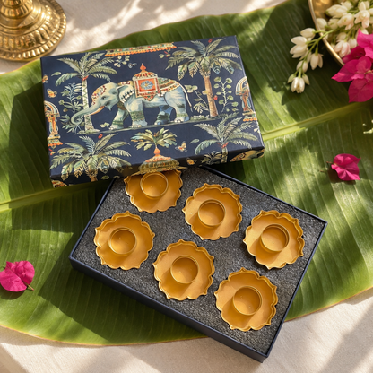 GOLD LOTUS DIYA (SET OF 6)