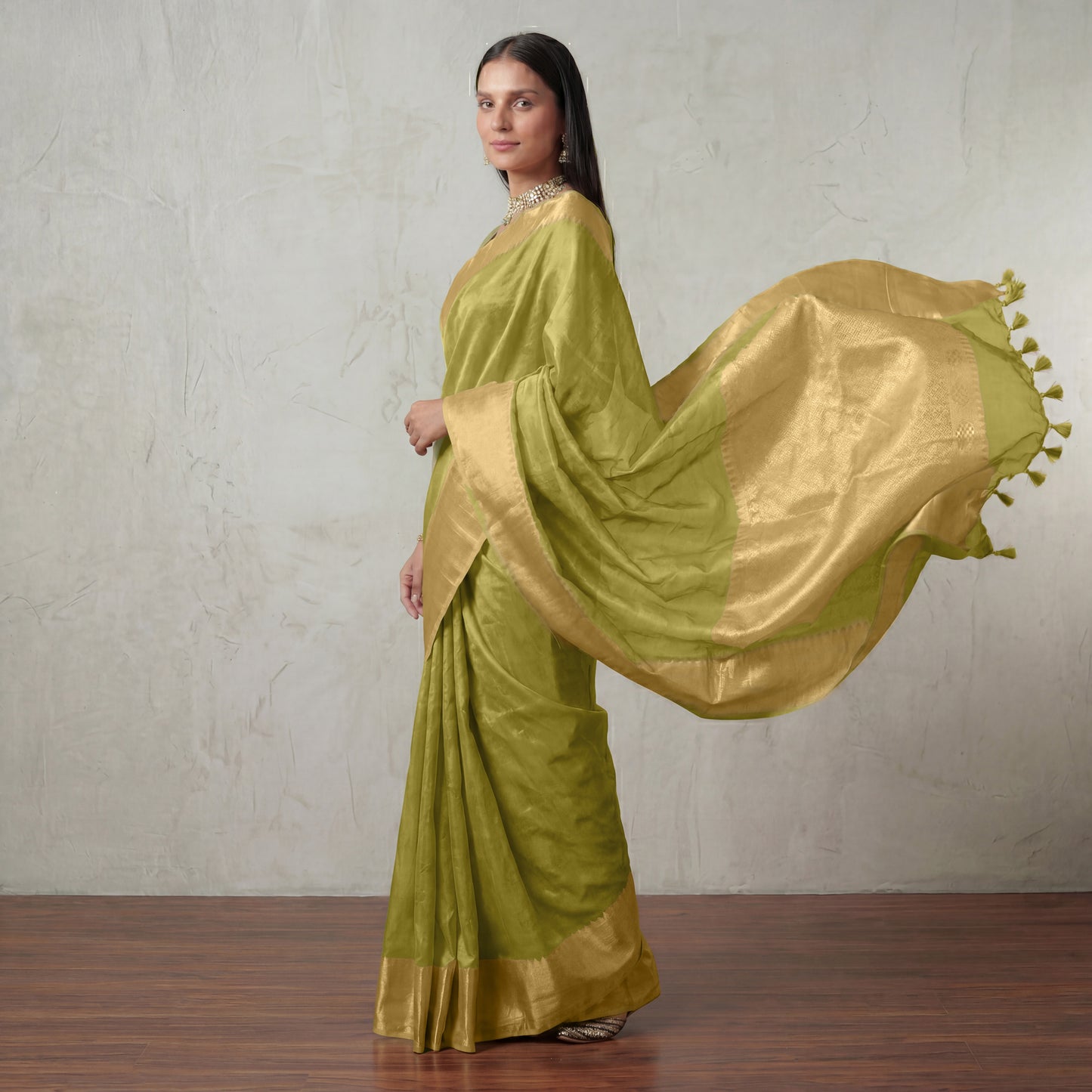 RAW MANGO LINEN-TISSUE SAREE