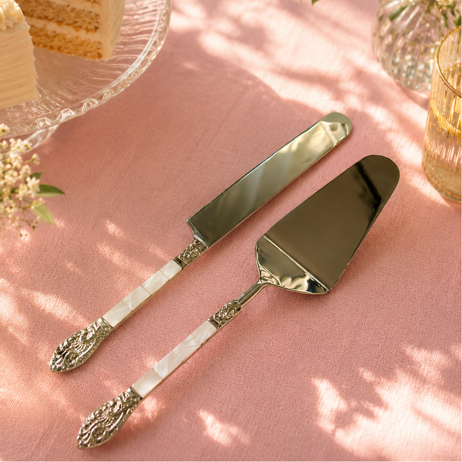 MOTHER OF PEARL CAKE-KNIFE SERVER