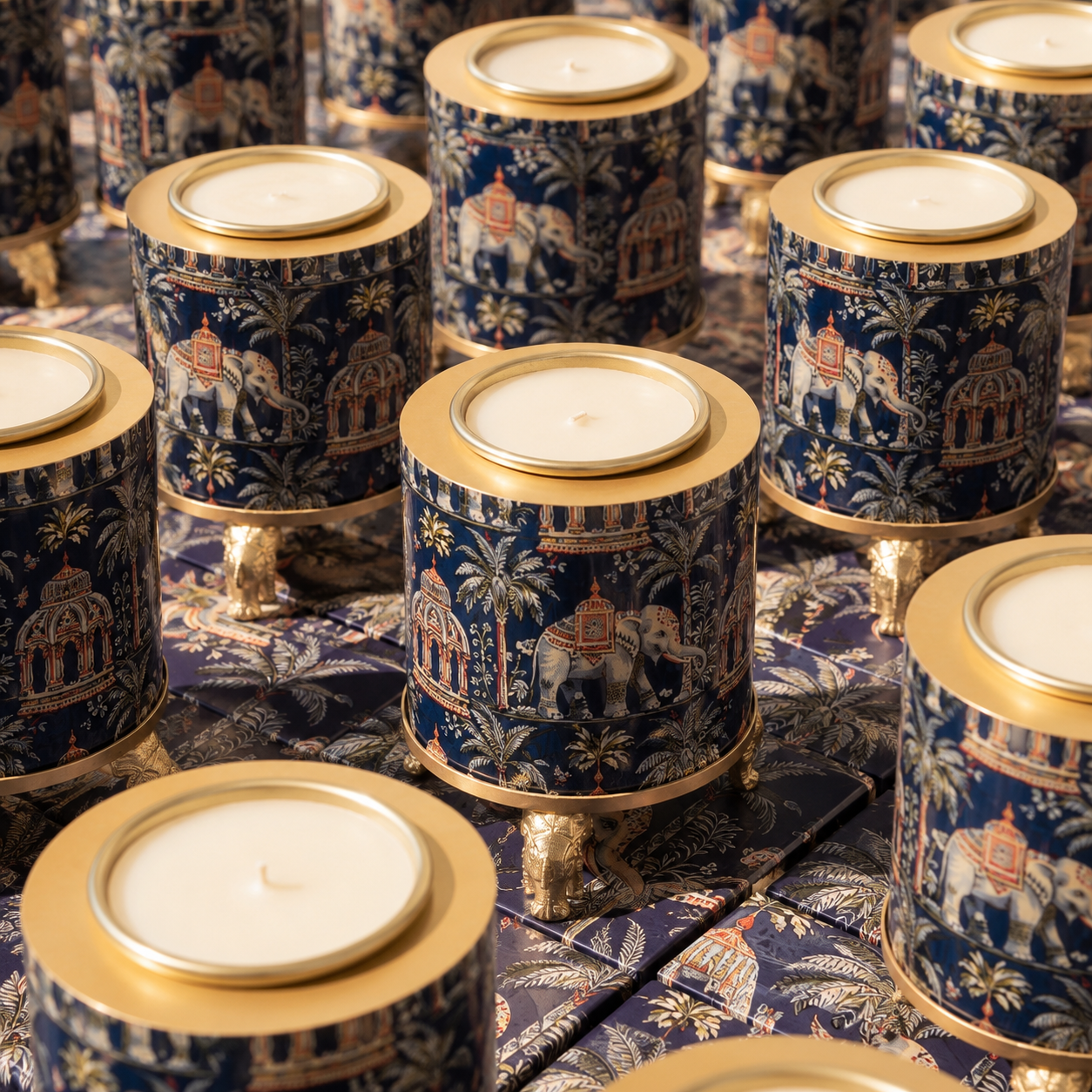 RAJVILLAS CANDLE WITH ELEPHANT STAND