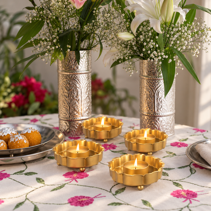 GOLD LOTUS DIYA (SET OF 6)