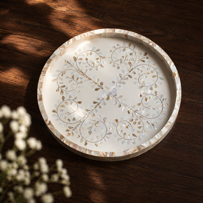 MOTHER OF PEARL INLAY TRAY (16")