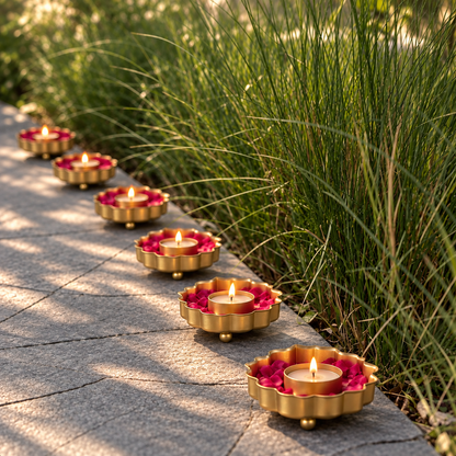 GOLD LOTUS DIYA (SET OF 6)