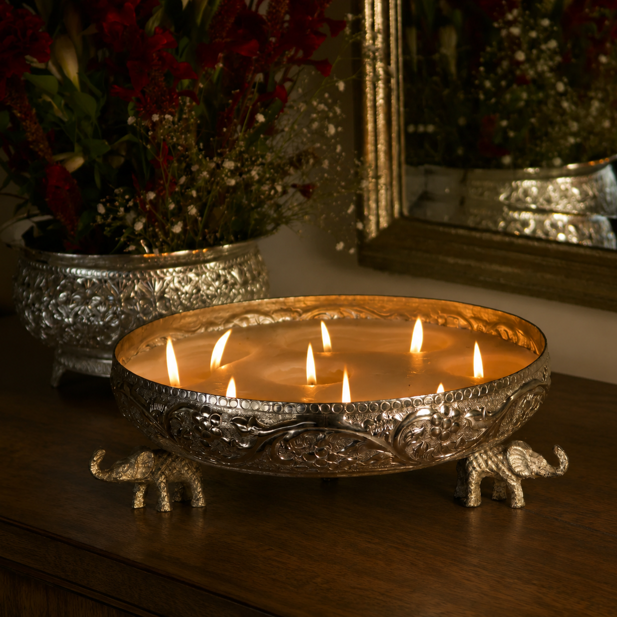 ELEPHANT CANDLE URLI (SILVER)