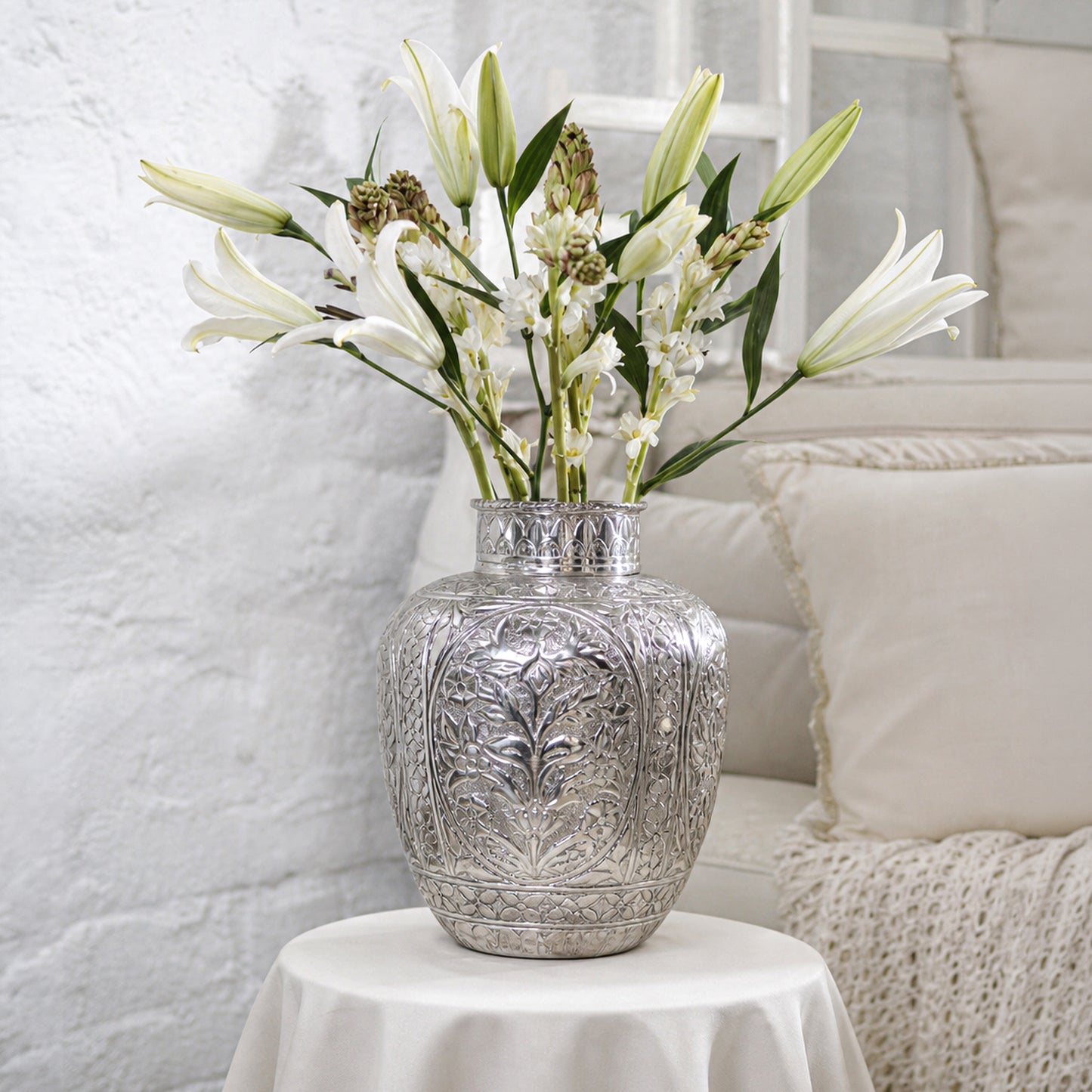 JAIPUR ROSE SILVER VASE